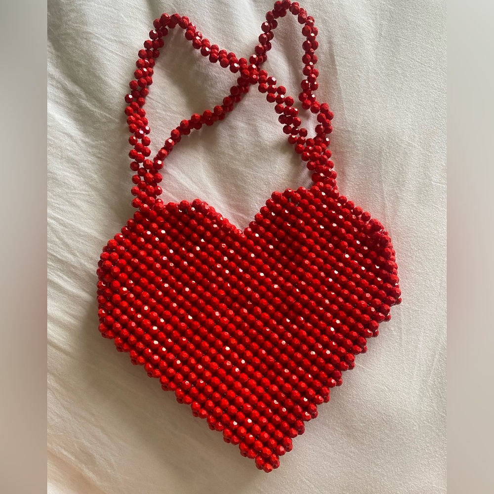 Heart-shaped Beaded Bag, high quaility with soft silk interior